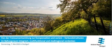 Titelblatt Flyer Fachveranstaltung "Von der Freiraumentwicklung zur Kompensation und zurück" @VRS / G. Stoppel