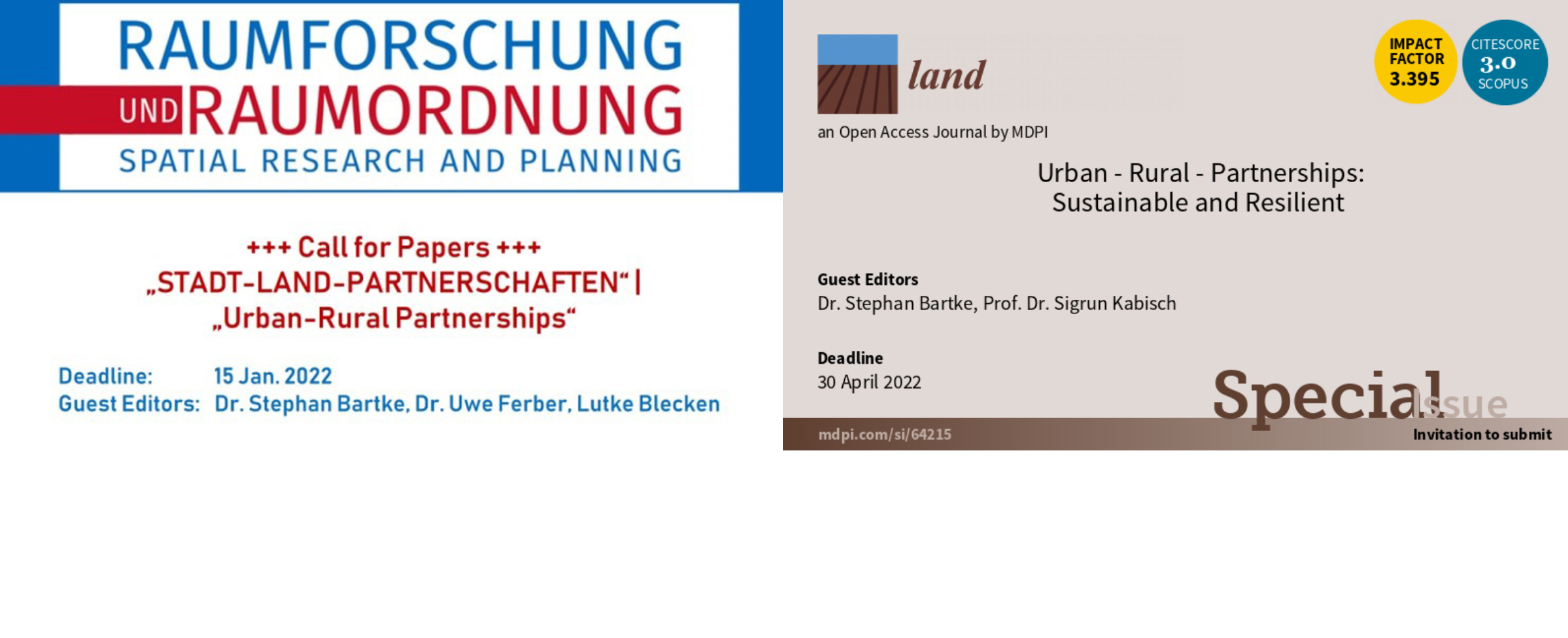 Call for Papers Urban-Rural Partnerships - Raumforschung und Raumordnung & Land